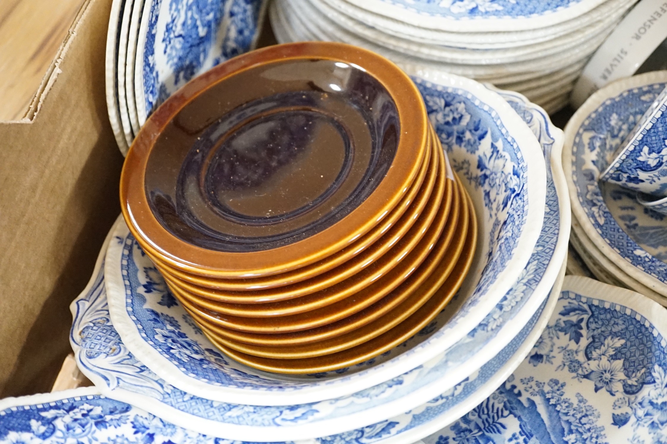 A quantity of blue and white ceramics
